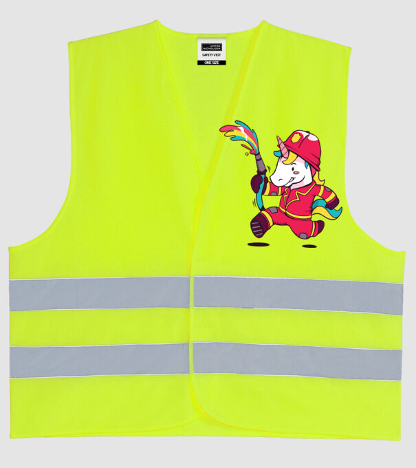 Pompier Unicorn model galben neon pe tricou