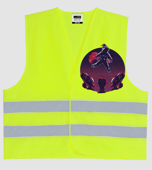Moș Crăciun Astronaut model galben neon pe tricou