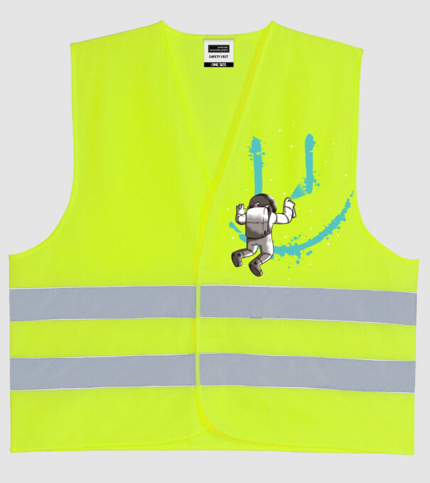 Astronaut Smiley Graffiti model galben neon pe tricou