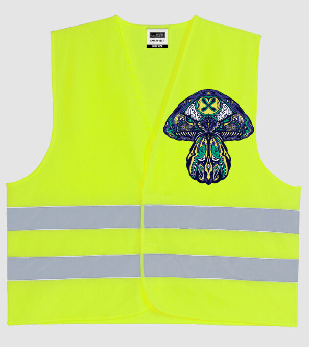 Ciupercă magică model galben neon pe tricou