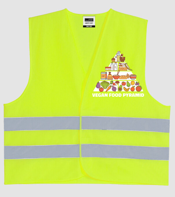 Piramidă vegan model galben neon pe tricou