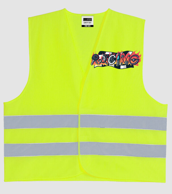 Cursă Racing model galben neon pe tricou