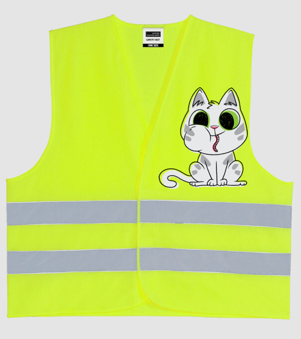 Pisicuță amuzantă model galben neon pe tricou