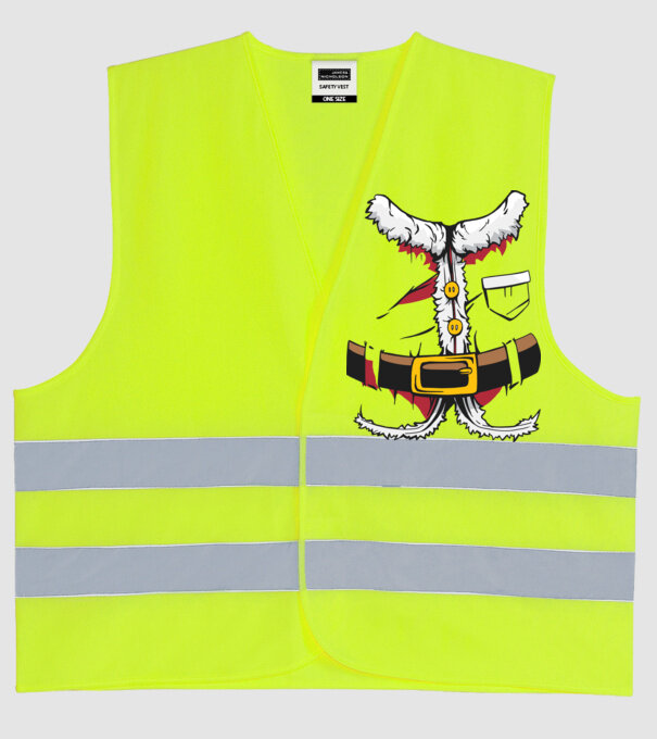 Costum amuzant Moș Crăciun - costum pentru Crăciun model galben neon pe tricou