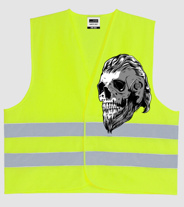 Craniu Viking model galben neon pe tricou