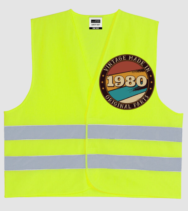 Vintage Made in 1980 Original Parts Retro Birthday model galben neon pe tricou