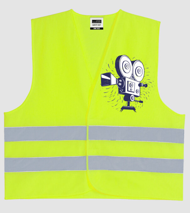 Camera video retro Vintage model galben neon pe tricou
