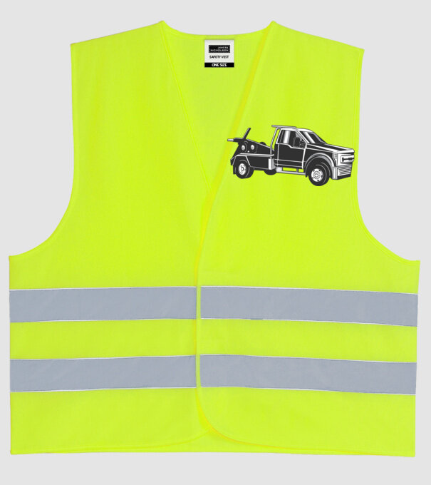Mașină de remorcare model galben neon pe tricou