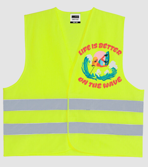 Wakeboard - Life is better on the wave model galben neon pe tricou
