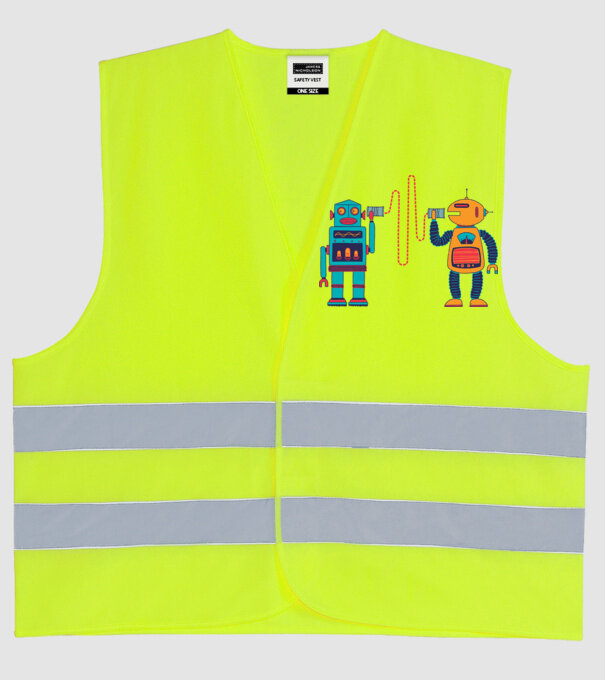 Walkie Talkie Robot model galben neon pe tricou