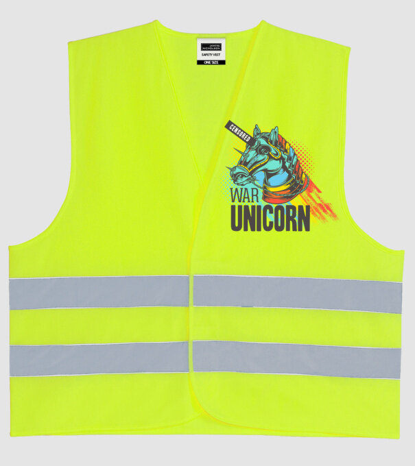 War Unicorn model galben neon pe tricou