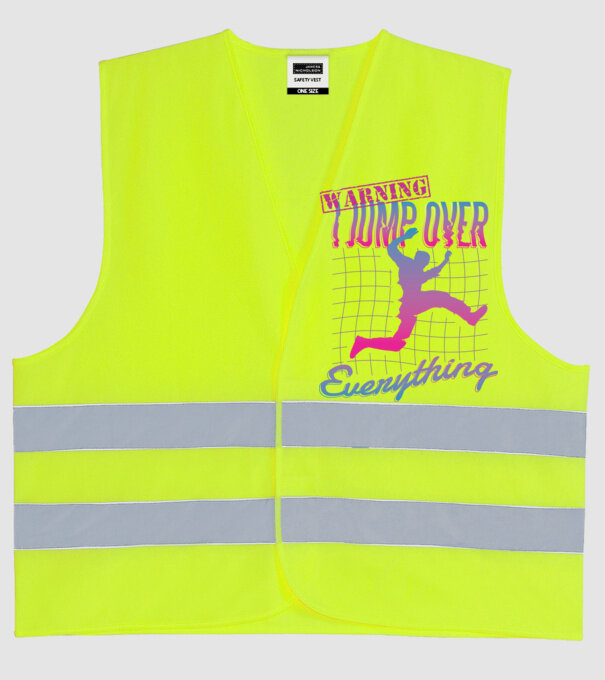 Warning I Jump over everything Parkour model galben neon pe tricou