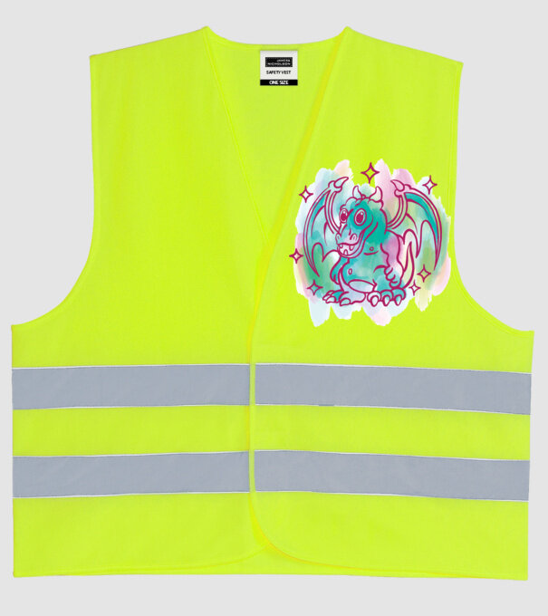 Acuarelă Dragon model galben neon pe tricou