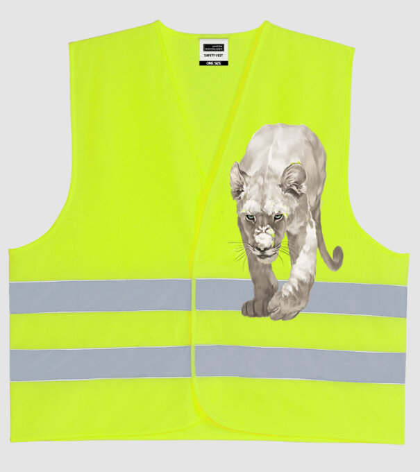 white lion model galben neon pe tricou