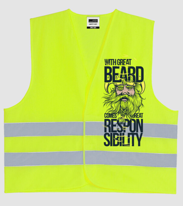 With great beard comes great responsibility model galben neon pe tricou