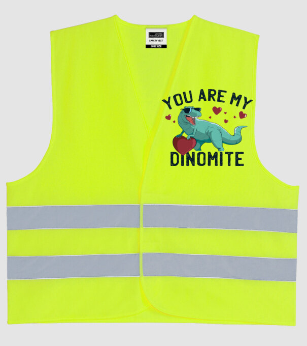 You are my Dinomite tricou cu dinozaur și inimă model galben neon pe tricou