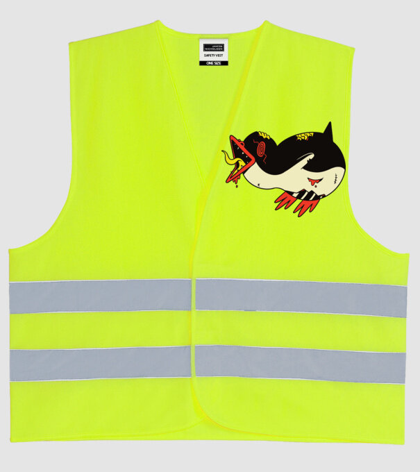 Pinguin Zombie model galben neon pe tricou