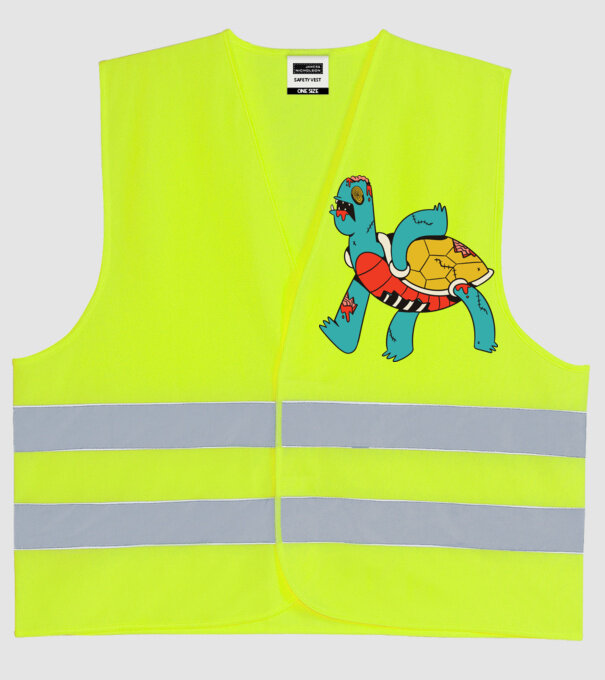 Broască țestoasă Zombie model galben neon pe tricou