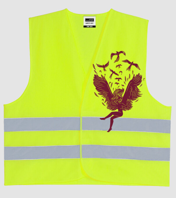 Îngerul care cade model galben neon pe tricou