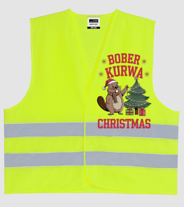 Bober Kurwa Christmas 3 model galben neon pe tricou