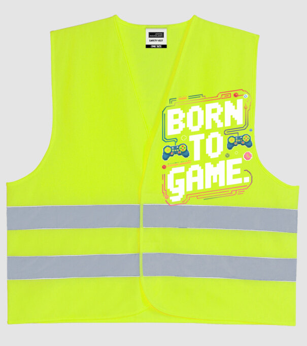 Born to Game Pixel Negru model galben neon pe tricou