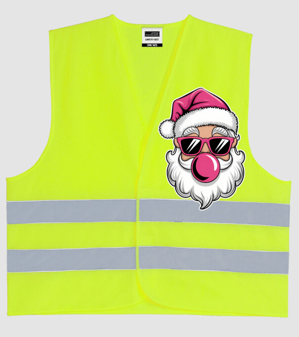 Bubble gum Santa 2 model galben neon pe tricou