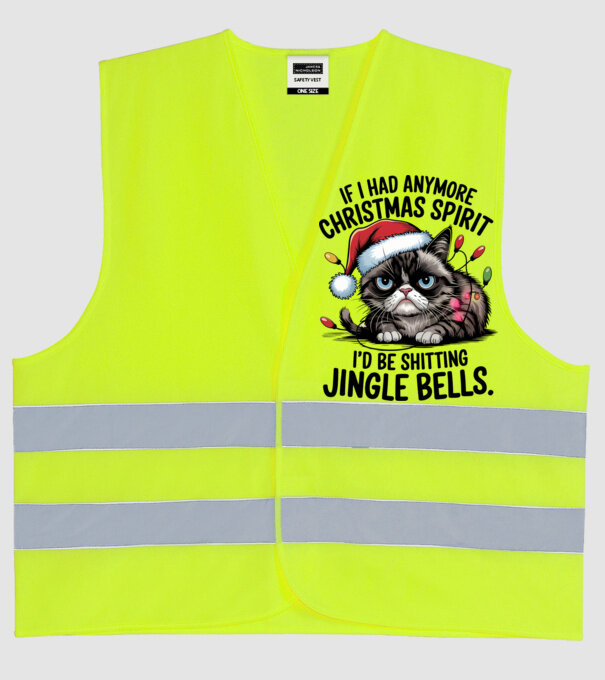 Christmas Spirit Grumpy Cat Alb model galben neon pe tricou