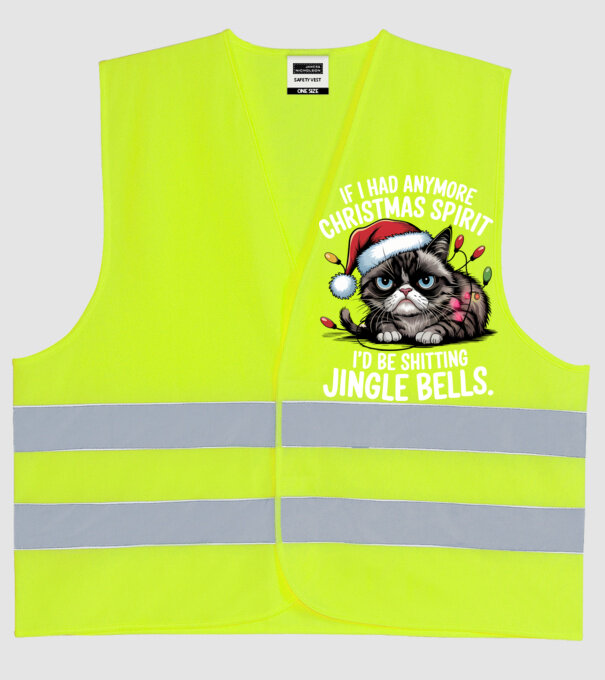 Christmas Spirit Grumpy Cat Negru model galben neon pe tricou