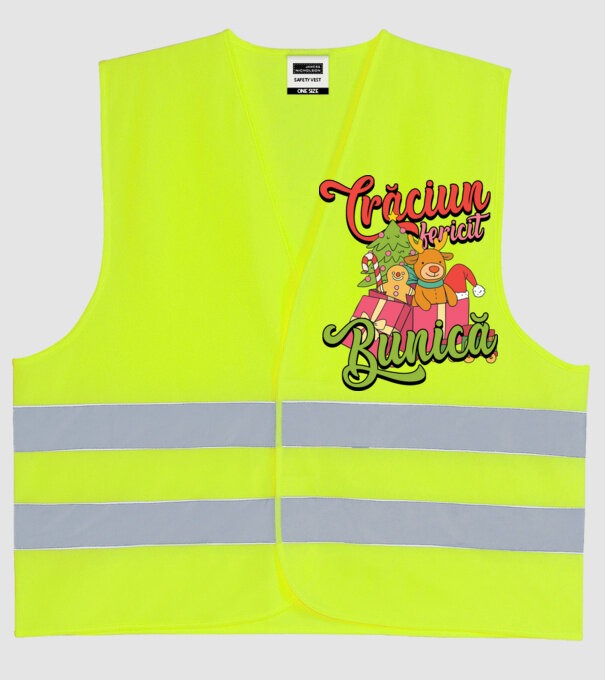 CRĂCIUN FERICIT BUNICĂ model galben neon pe tricou