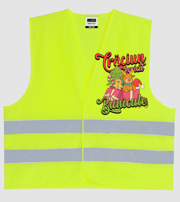 CRĂCIUN FERICIT BUNICULE model galben neon pe tricou