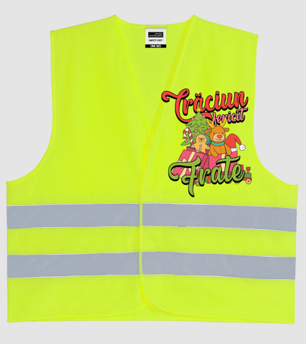 CRĂCIUN FERICIT FRATE / SORĂ model galben neon pe tricou