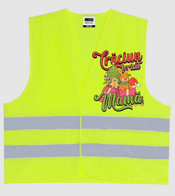 CRĂCIUN FERICIT MAMĂ model galben neon pe tricou