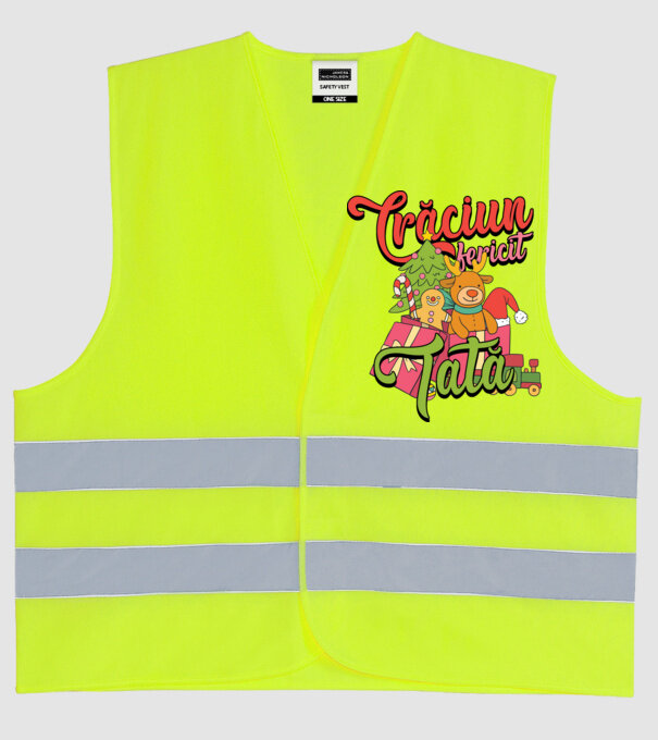 CRĂCIUN FERICIT TATĂ model galben neon pe tricou
