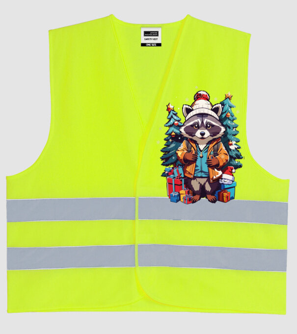 Crăciunul ratonilor model galben neon pe tricou