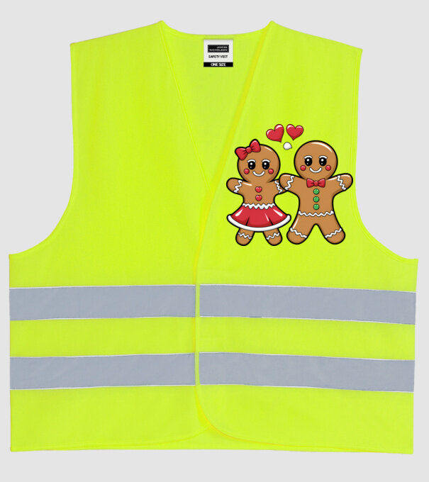 cuplu de turtă dulce în dragoste model galben neon pe tricou
