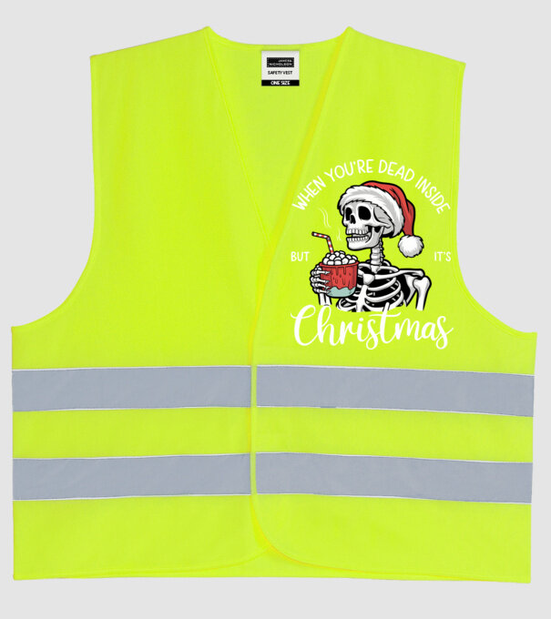 Dead inside, but it's christmas Negru model galben neon pe tricou