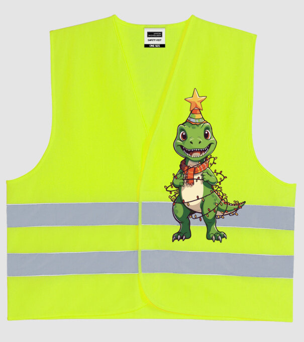 dinozaur pom de Crăciun model galben neon pe tricou
