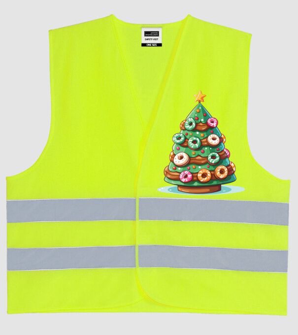 Doughnut pom de Crăciun model galben neon pe tricou