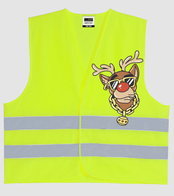 Gangster Reindeer model galben neon pe tricou