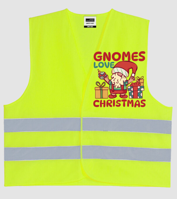 Gnomes LOVE Christmas model galben neon pe tricou