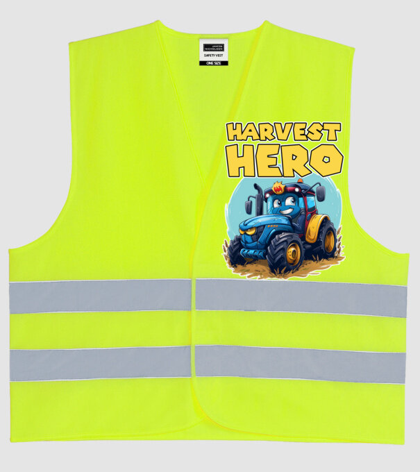 Harvest Hero Tractor model galben neon pe tricou