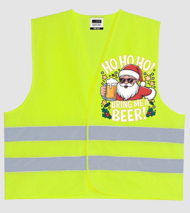 HO HO HO bring me a BEER santa Negru model galben neon pe tricou