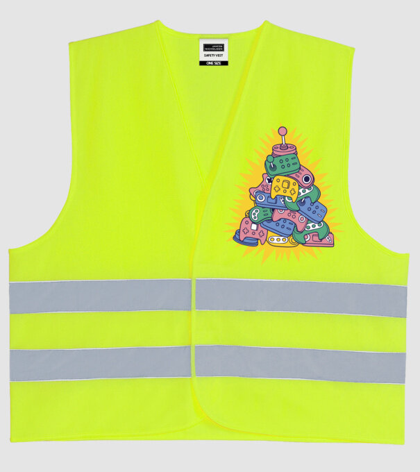 Joystick pom de Crăciun model galben neon pe tricou