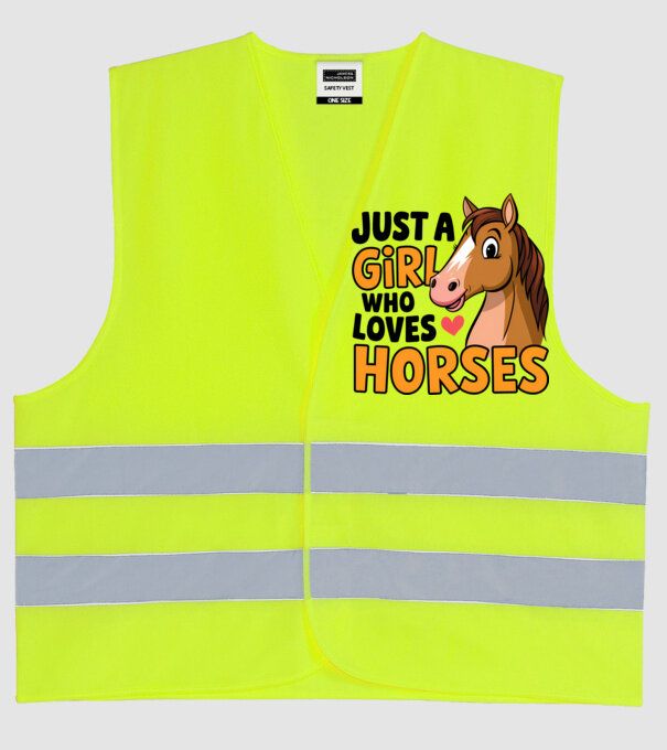 Just a girl who loves horses Alb model galben neon pe tricou