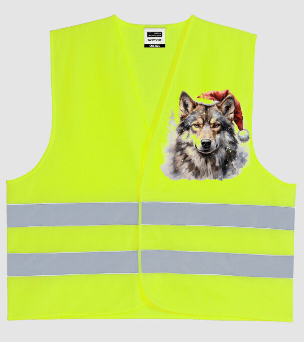Lupul de Crăciun Alb model galben neon pe tricou