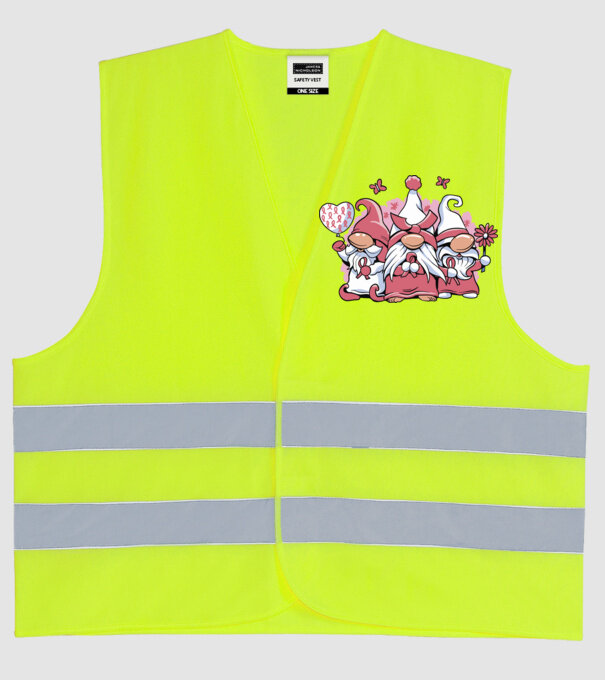 Pink christmas Gnomes model galben neon pe tricou