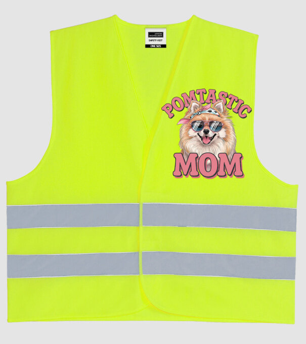 Pomtastic Mom model galben neon pe tricou