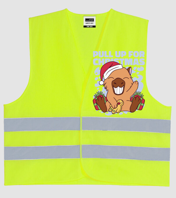Pull up for christmas Capybara model galben neon pe tricou