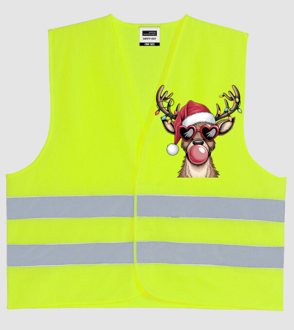 Ren amuzant de Crăciun model galben neon pe tricou