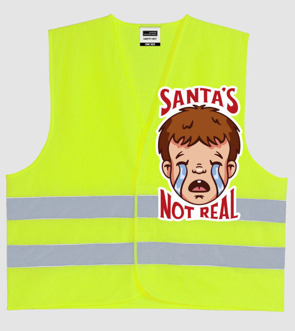 Santa's Not Real copil plângând model galben neon pe tricou